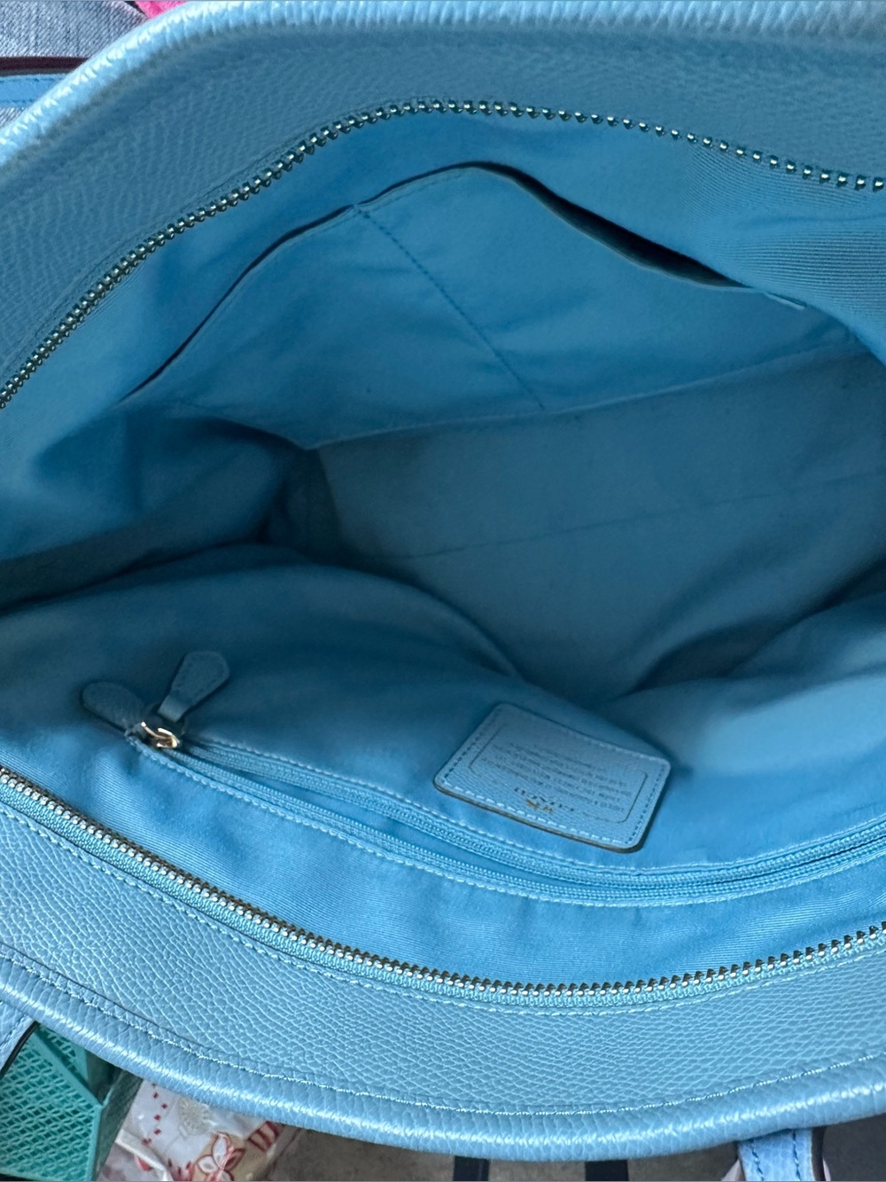 Coach City Tote Bag Blue Pebbled Leather Shoulder Handbag - Picture 3 of 9